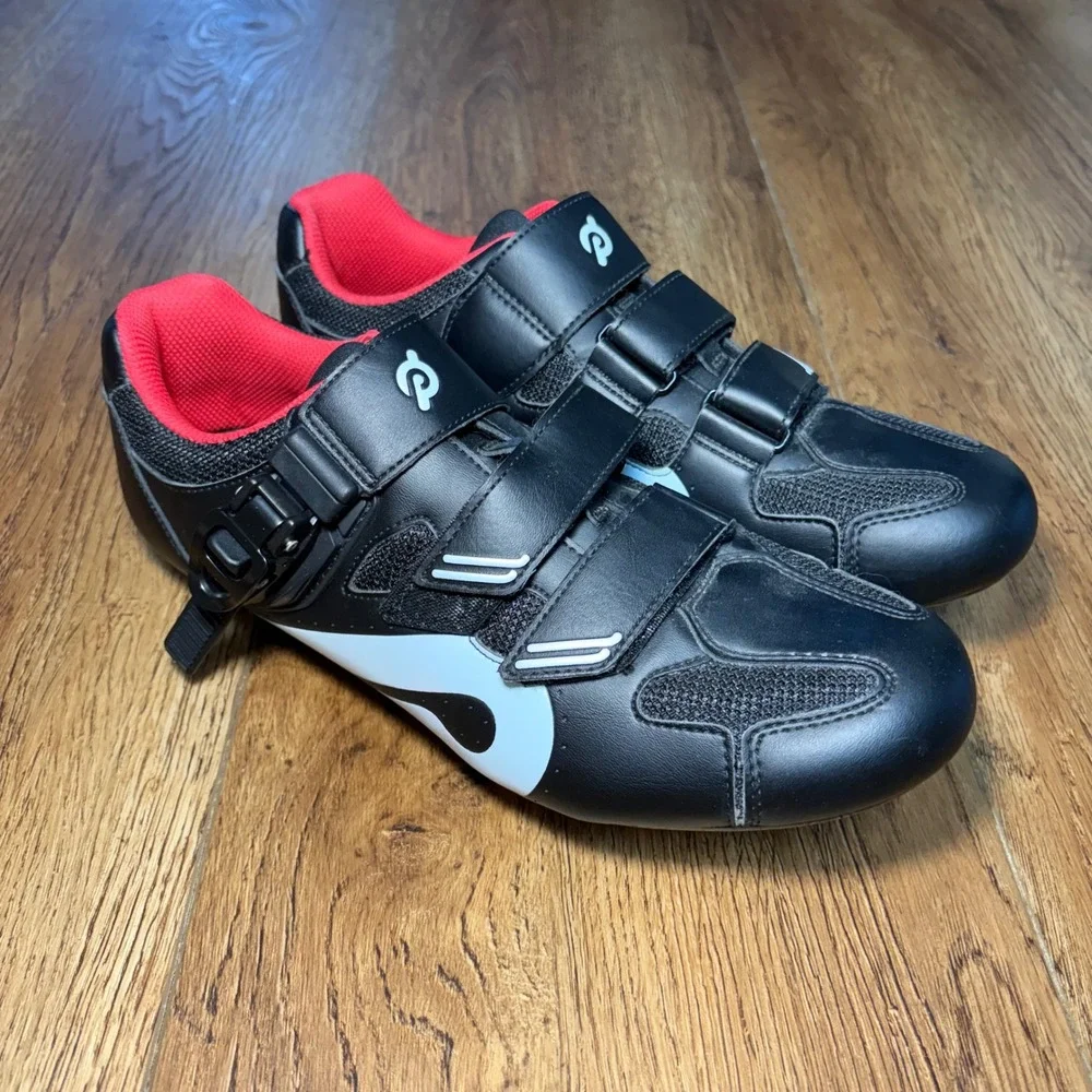 Peloton Cycling Shoes Black Red Size 43 Delta Cleats Mens US 10 Women's US 12‎